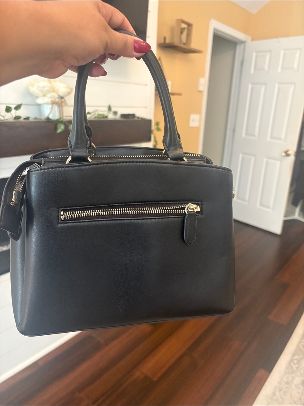 DKNY Black Quilted Leather Top-Handle Satchel with Gold Hardware